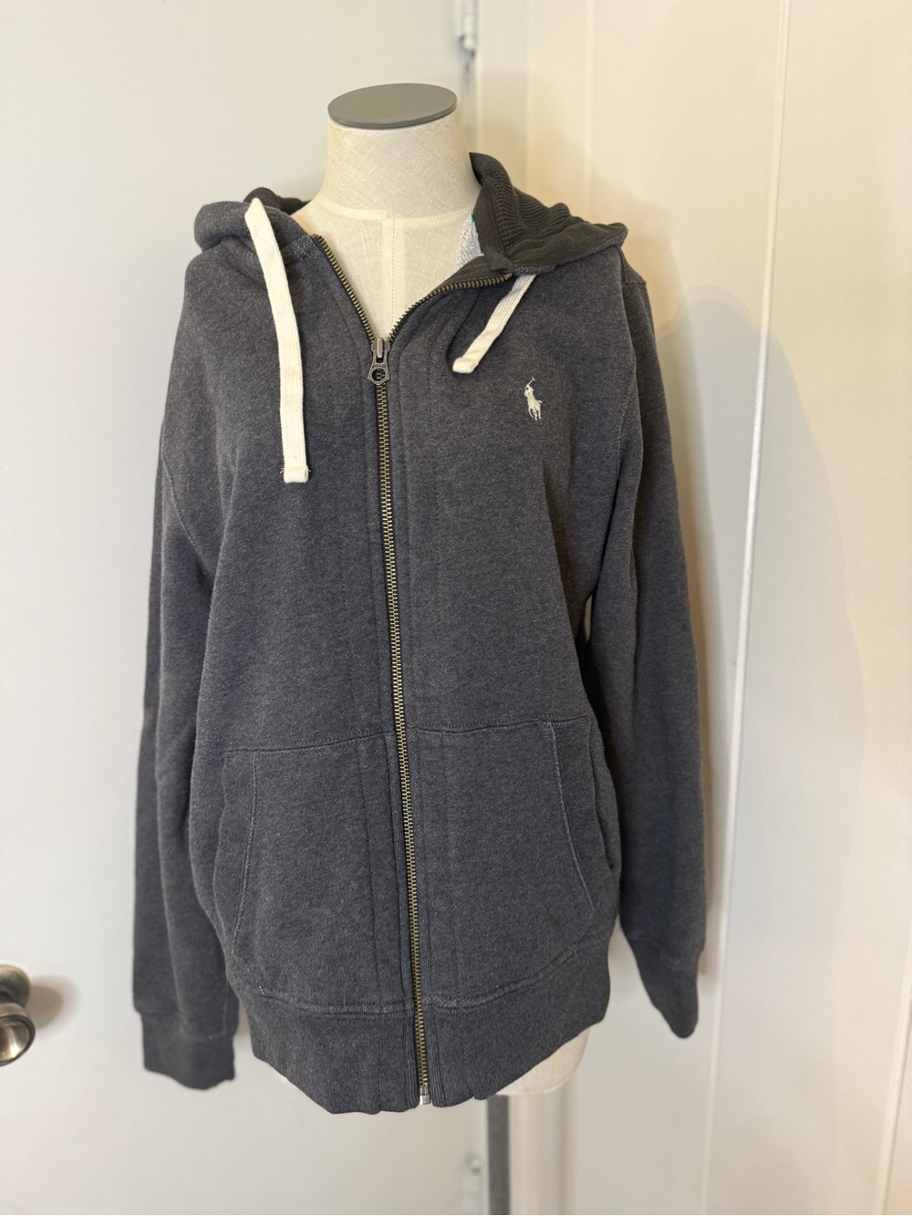 Ralph Lauren Men’s Dark Gray Zip-Up Hoodie Sweater Sz L